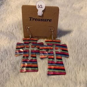Serape cross earrings